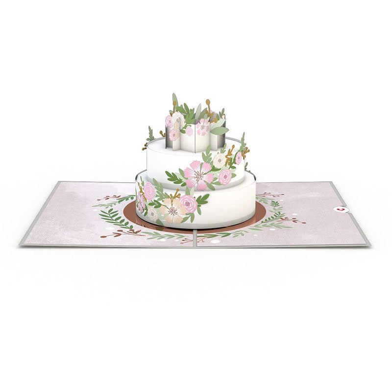Lovepop Wedding Cake Pop Up Card, 5" W x 7" H, Pink and Green Floral Embellishments, Blank Envelope Included - Image 4